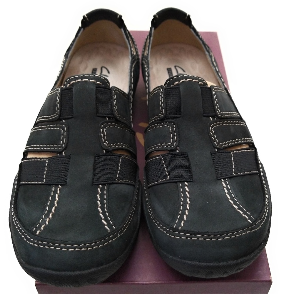 Clarks Women's Haley Stork Slip-On Flat 6 Blk  NWT